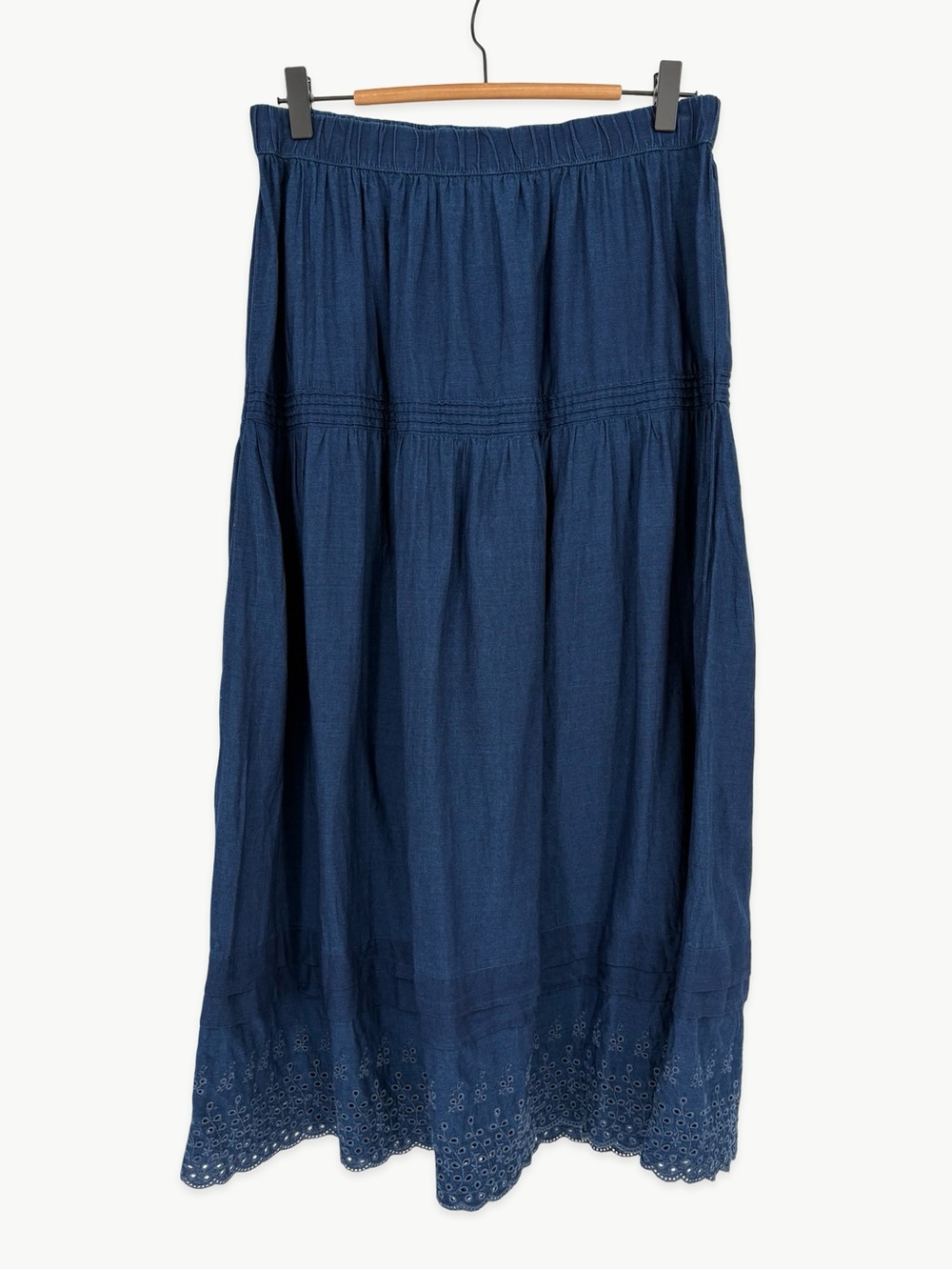 Gap × DÔEN Eyelet Midi Skirt Size Medium Indigo Blue Cotton A-Line Cottagecore - Picture 3 of 14